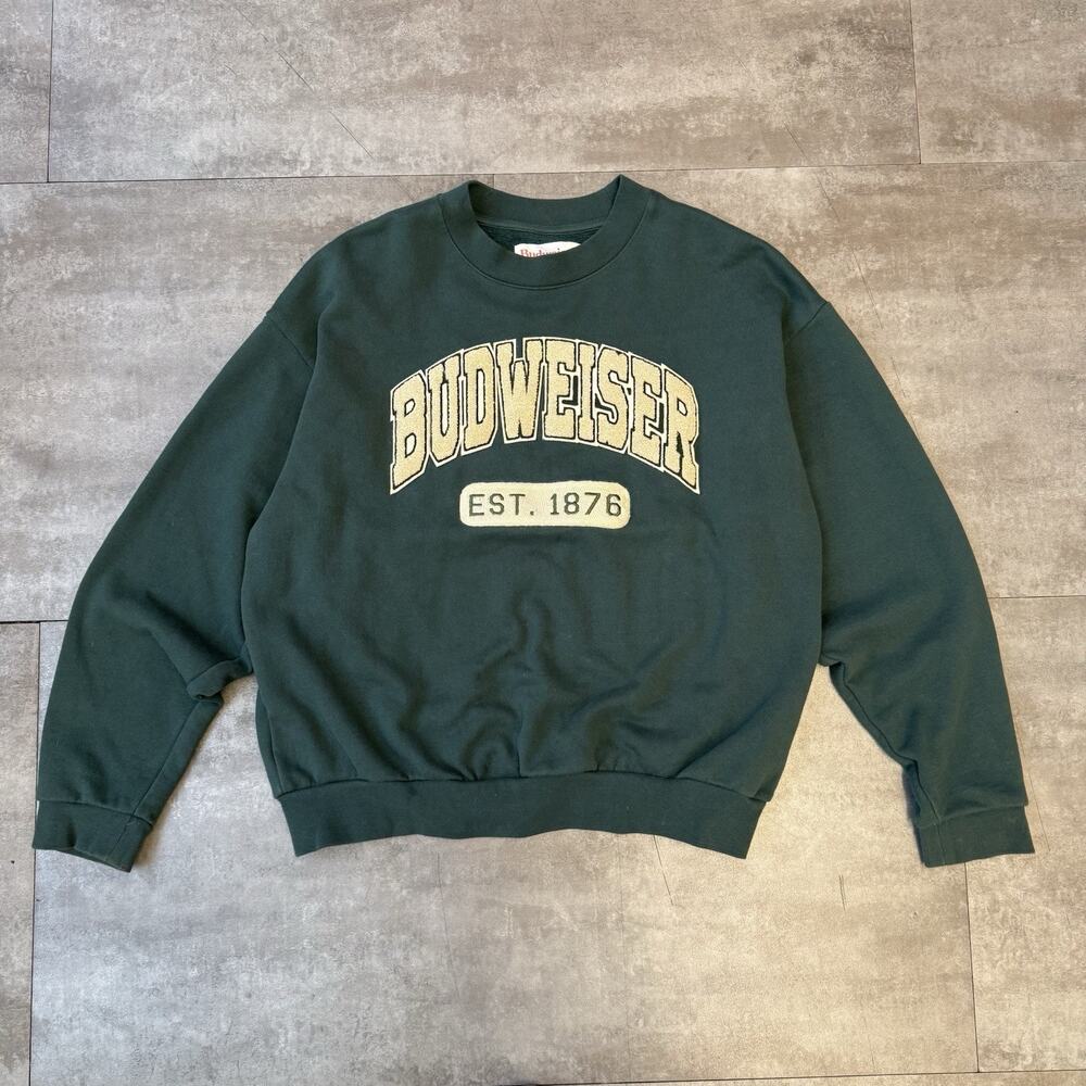 Budweiser by PacSun Men’s Midterm Crew Neck Sweatshirt Green Size Medium, EUC